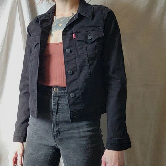 Levi's Black Denim Jacket Size XS - Picture 1 of 5